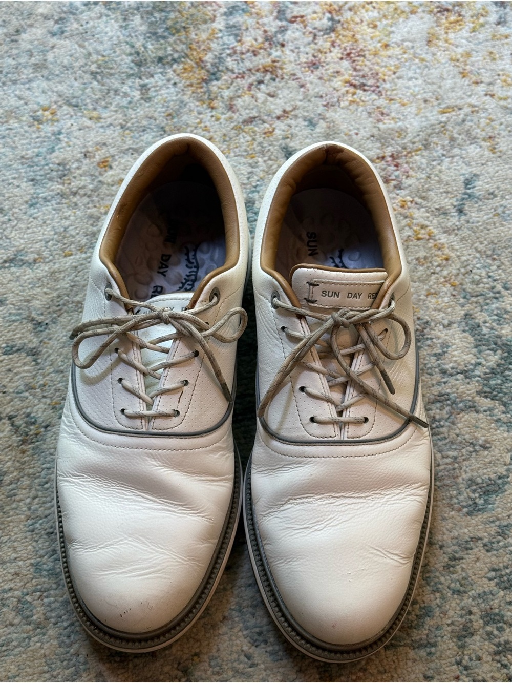 Sun Day White Leather Athletic Golf Lace-Up Shoes